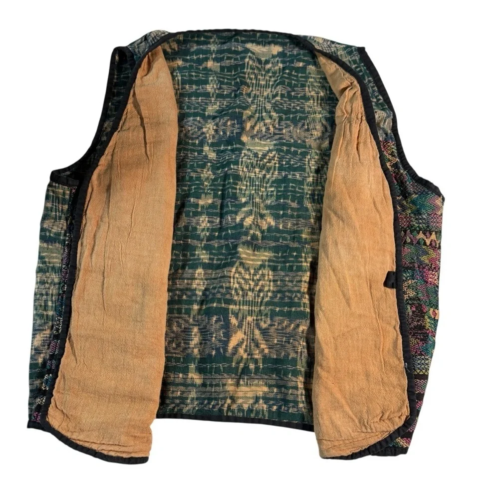 Handmade Multicolor‎ Embroidered Woven Boho Eclectic Vintage Vest Size Medium *